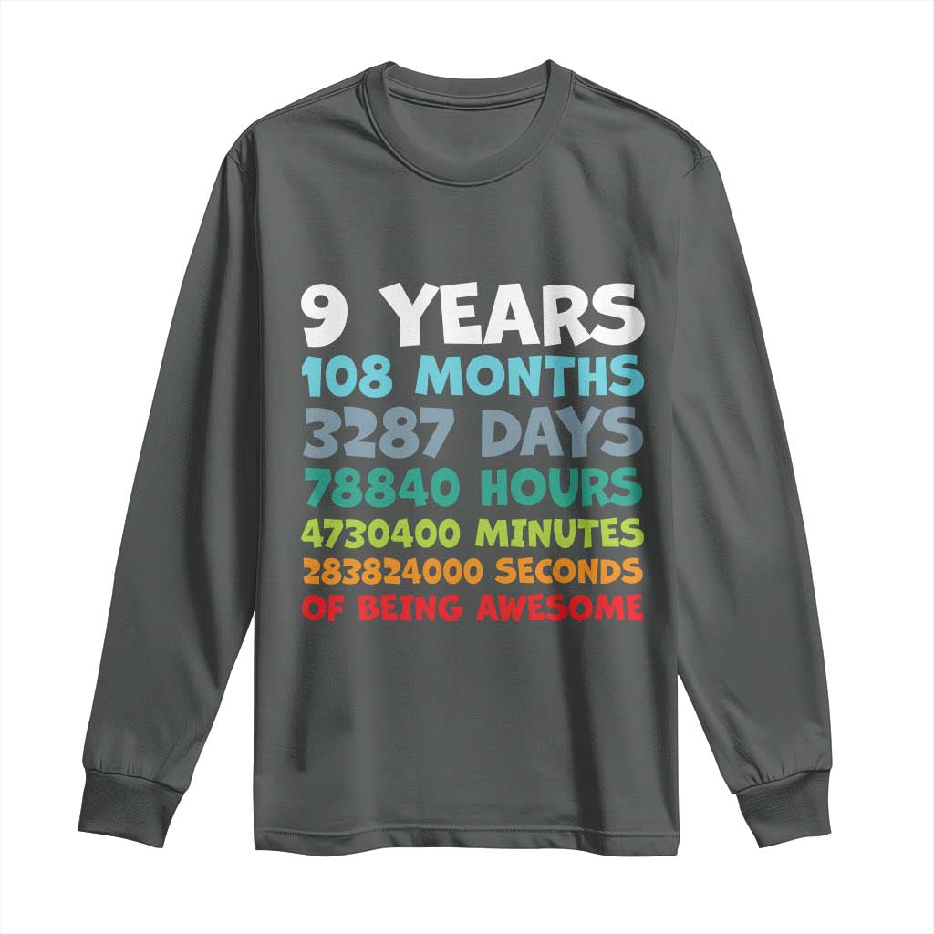 9 Year Old Bday Long Sleeve Shirt Son Boy 9yr 9th Birthday Gifts