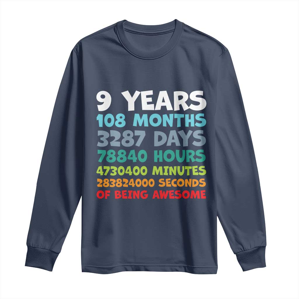 9 Year Old Bday Long Sleeve Shirt Son Boy 9yr 9th Birthday Gifts