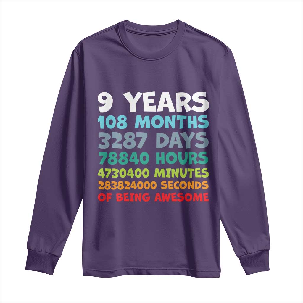 9 Year Old Bday Long Sleeve Shirt Son Boy 9yr 9th Birthday Gifts