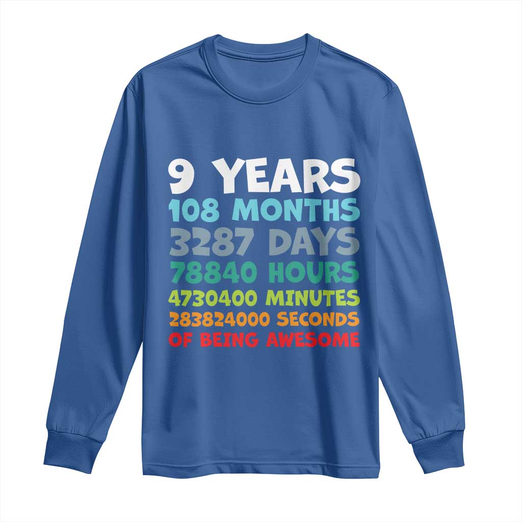 9 Year Old Bday Long Sleeve Shirt Son Boy 9yr 9th Birthday Gifts