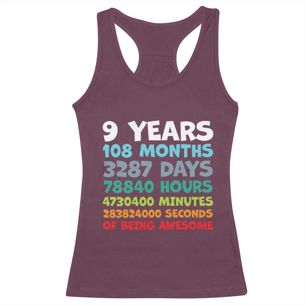 9 Year Old Bday Racerback Tank Top Son Boy 9yr 9th Birthday Gifts