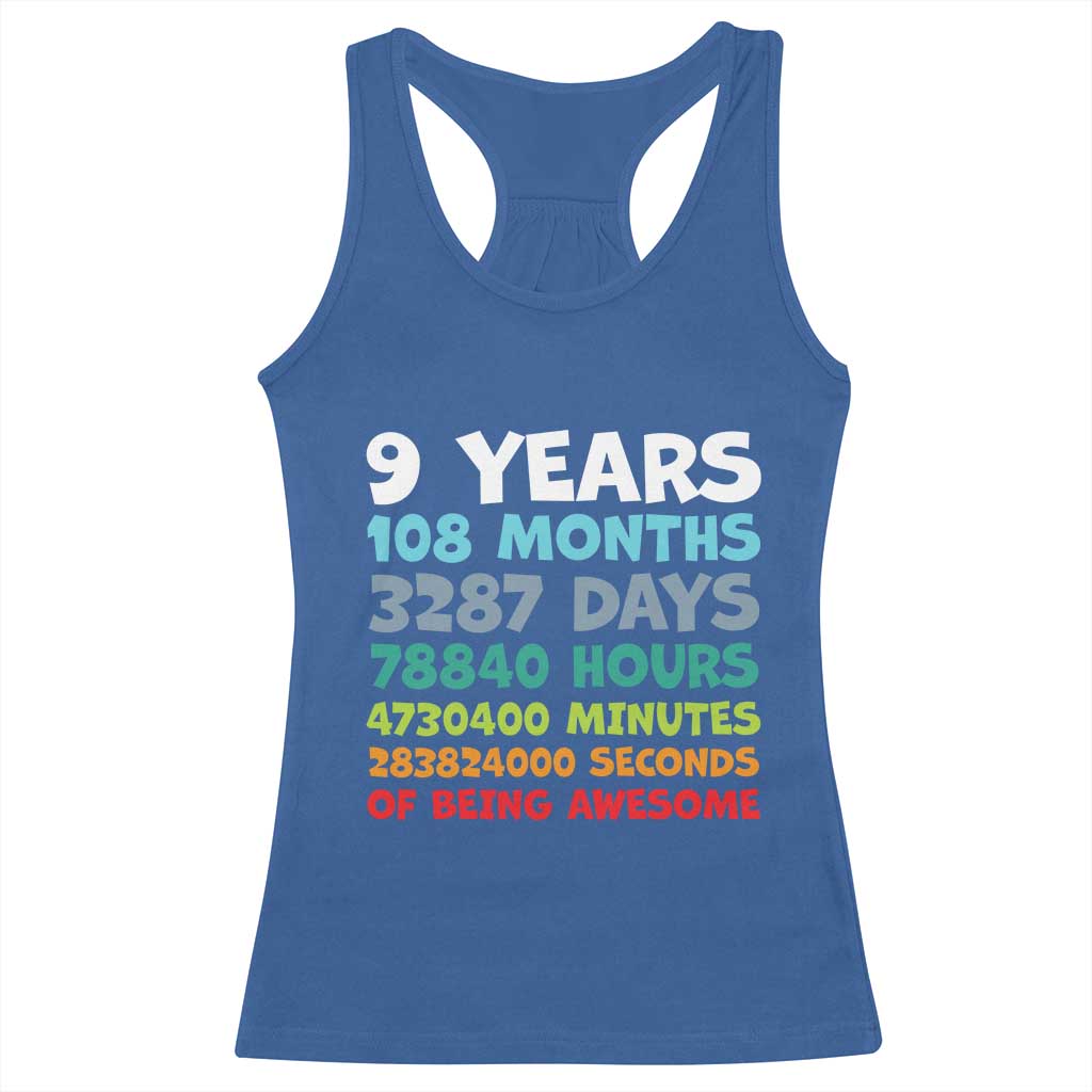 9 Year Old Bday Racerback Tank Top Son Boy 9yr 9th Birthday Gifts