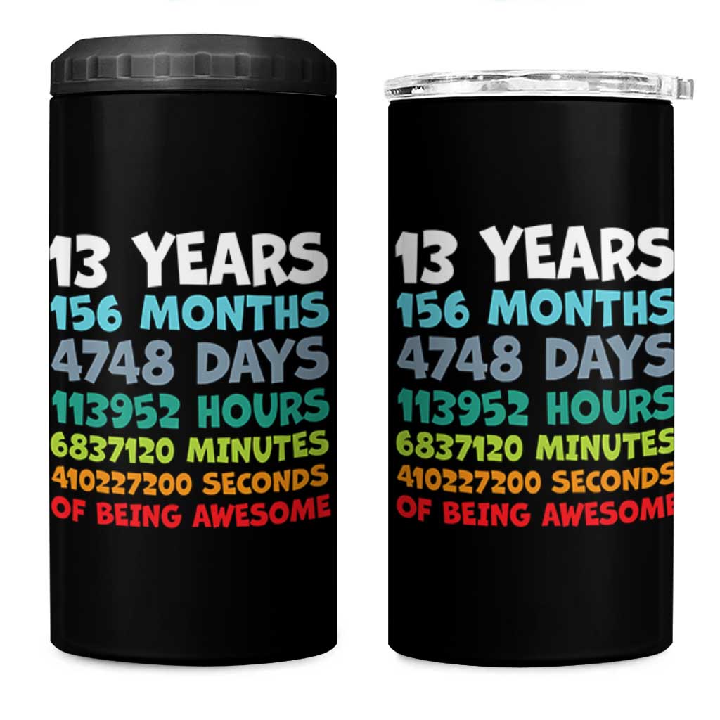 13th Birthday 4 in 1 Can Cooler Tumbler 13 Year Old Bday Gifts Son Boy 13yr