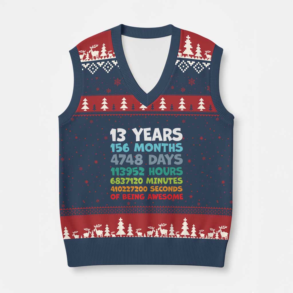 13th Birthday V-Neck Knit Sweater Vest 13 Year Old Bday Gifts Son Boy 13yr