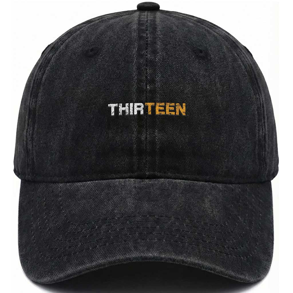 13th Birthday Washed Cotton Baseball Cap Thirteen Teen 13 Year Old Official Teenager Gifts
