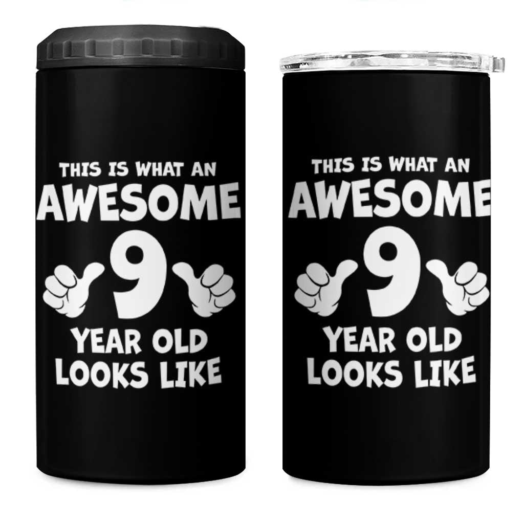 9th Birthday Gifts 4 in 1 Can Cooler Tumbler Awesome 9 Year Old Bday Son Boy Girl 9yr