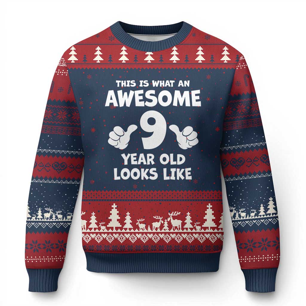 9th Birthday Gifts Ugly Christmas Sweater Awesome 9 Year Old Bday Son Boy Girl 9yr