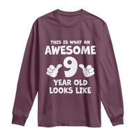 9th Birthday Gifts Long Sleeve Shirt Awesome 9 Year Old Bday Son Boy Girl 9yr