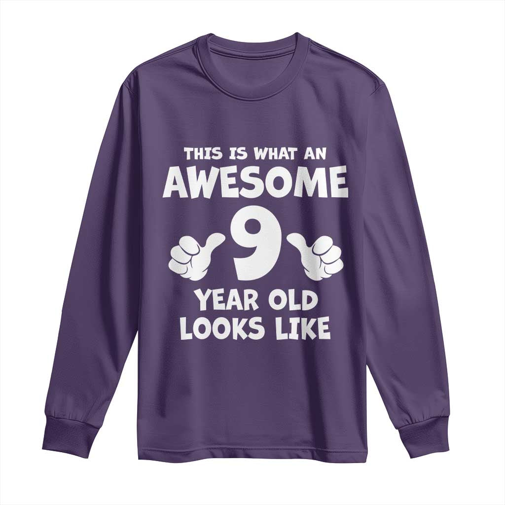 9th Birthday Gifts Long Sleeve Shirt Awesome 9 Year Old Bday Son Boy Girl 9yr