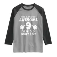 9th Birthday Gifts Raglan Shirt Awesome 9 Year Old Bday Son Boy Girl 9yr