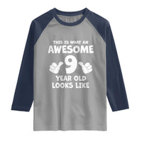 9th Birthday Gifts Raglan Shirt Awesome 9 Year Old Bday Son Boy Girl 9yr