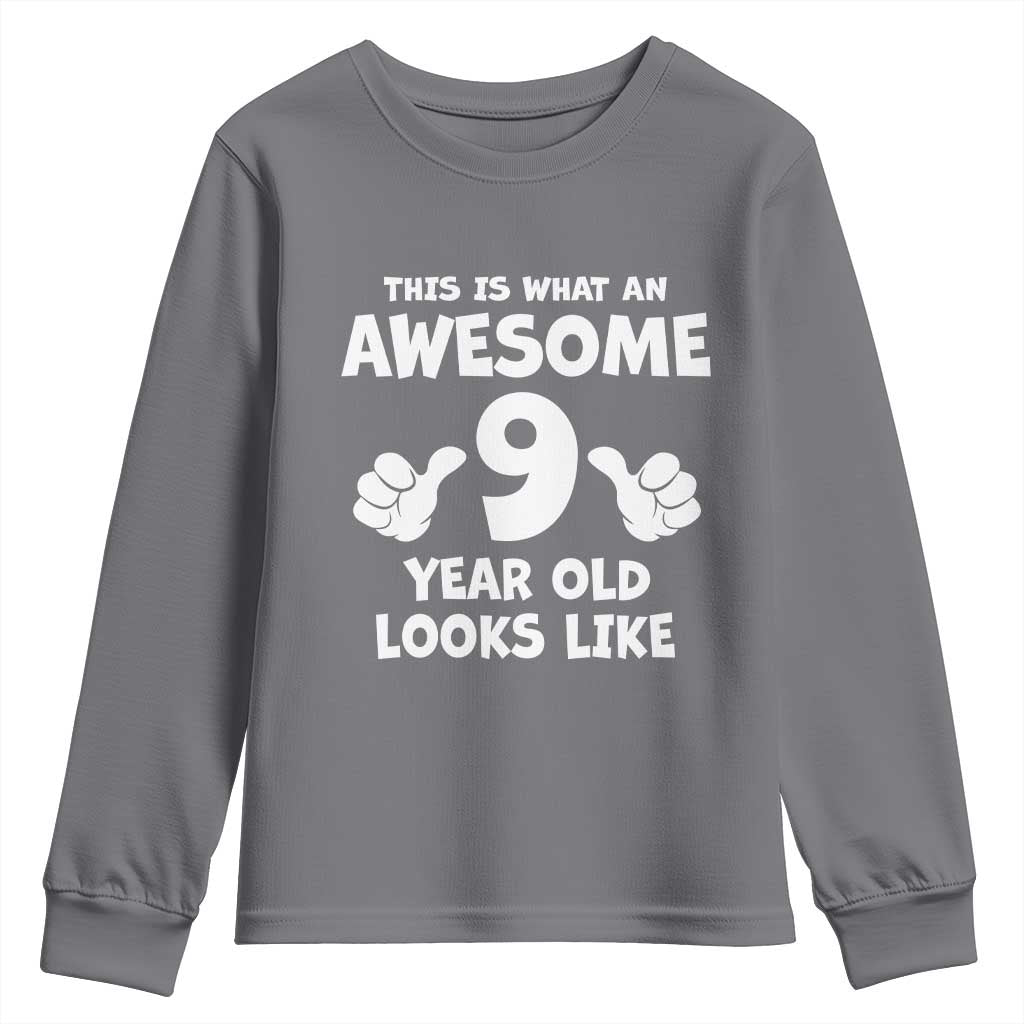 9th Birthday Gifts Youth Sweatshirt Awesome 9 Year Old Bday Son Boy Girl 9yr