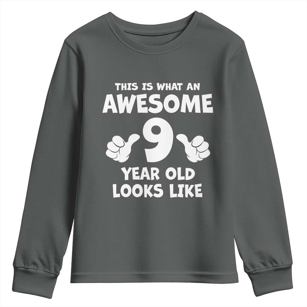 9th Birthday Gifts Youth Sweatshirt Awesome 9 Year Old Bday Son Boy Girl 9yr