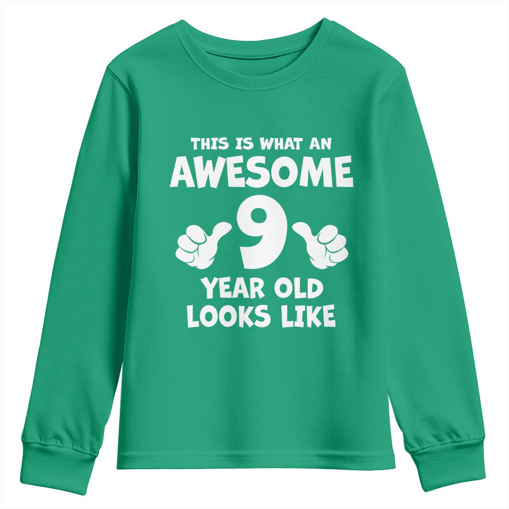 9th Birthday Gifts Youth Sweatshirt Awesome 9 Year Old Bday Son Boy Girl 9yr