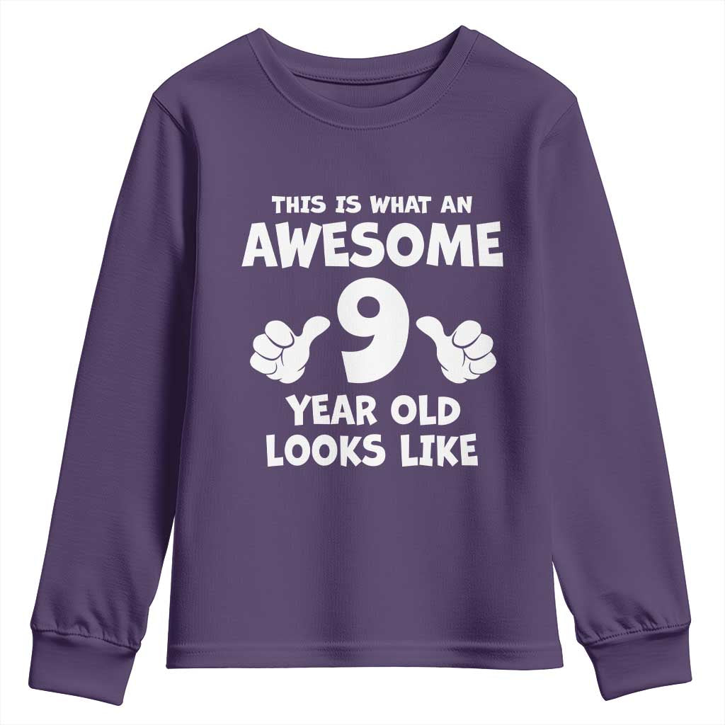 9th Birthday Gifts Youth Sweatshirt Awesome 9 Year Old Bday Son Boy Girl 9yr