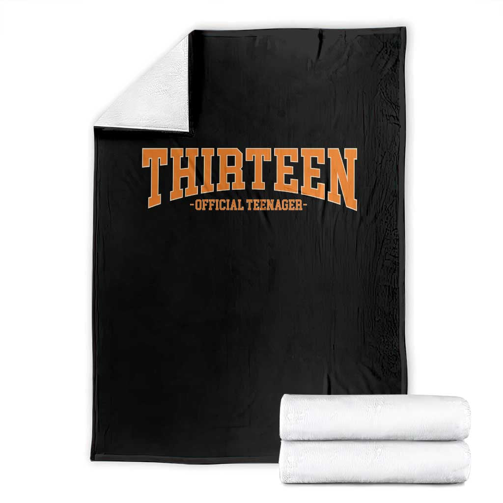 Thirteen Official Teenager Throw Blanket Vintage Retro Varsity 13th Birthday Gift Teen Girl