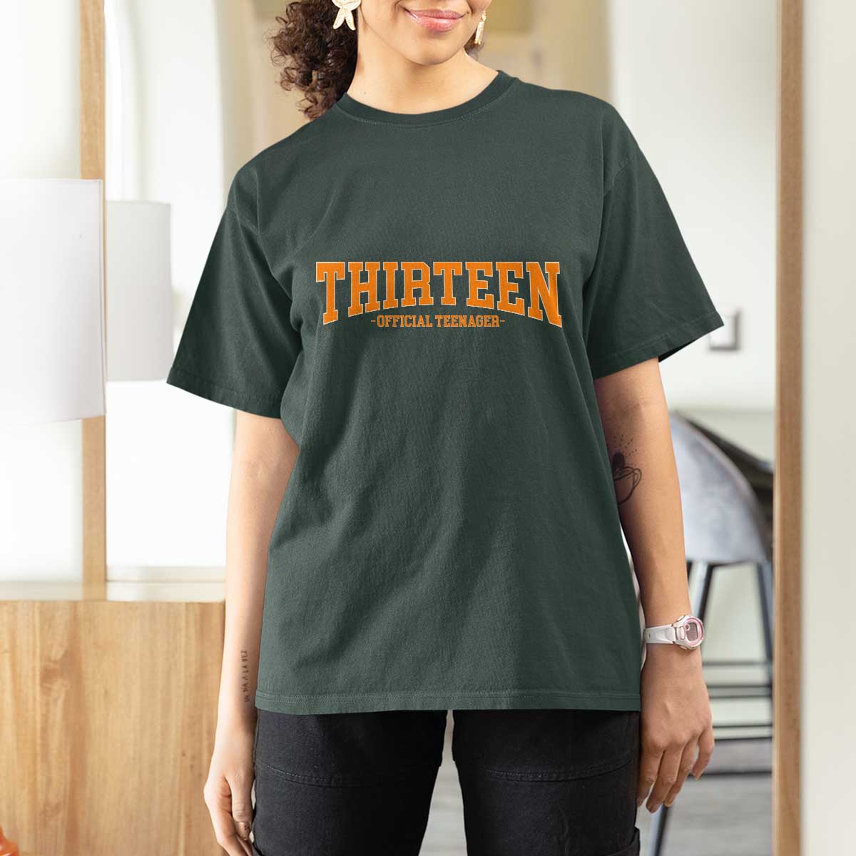 Thirteen Official Teenager T Shirt For Women Vintage Retro Varsity 13th Birthday Gift Teen Girl