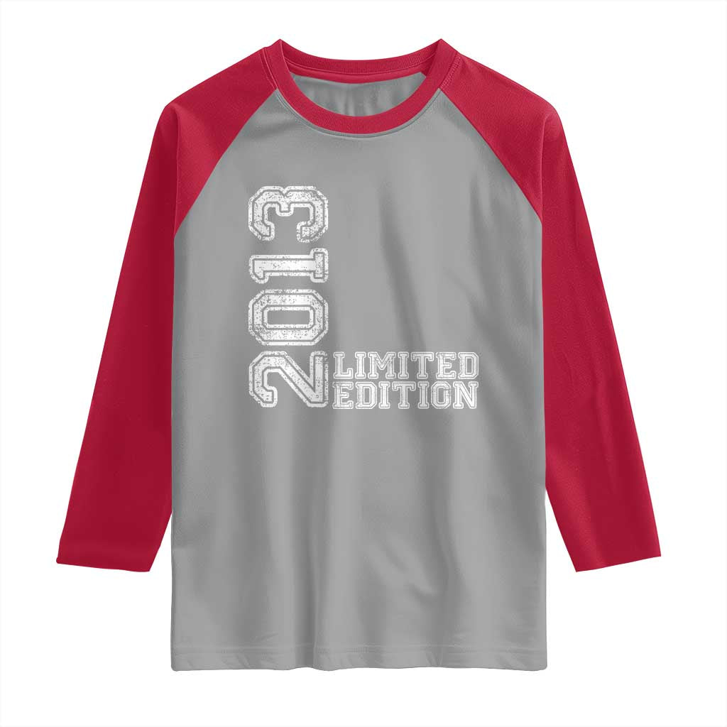 2013 Limited Edition Raglan Shirt Limited Edition 13th Birthday Boys Girl