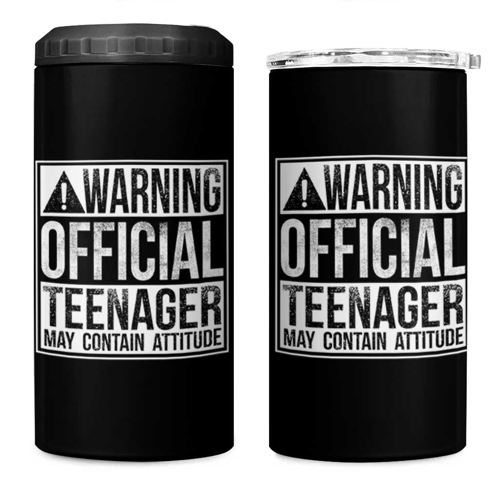 13th Birthday 4 in 1 Can Cooler Tumbler Warning Official Teenager Boy 13yr