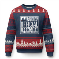 13th Birthday Ugly Christmas Sweater Warning Official Teenager Boy 13yr