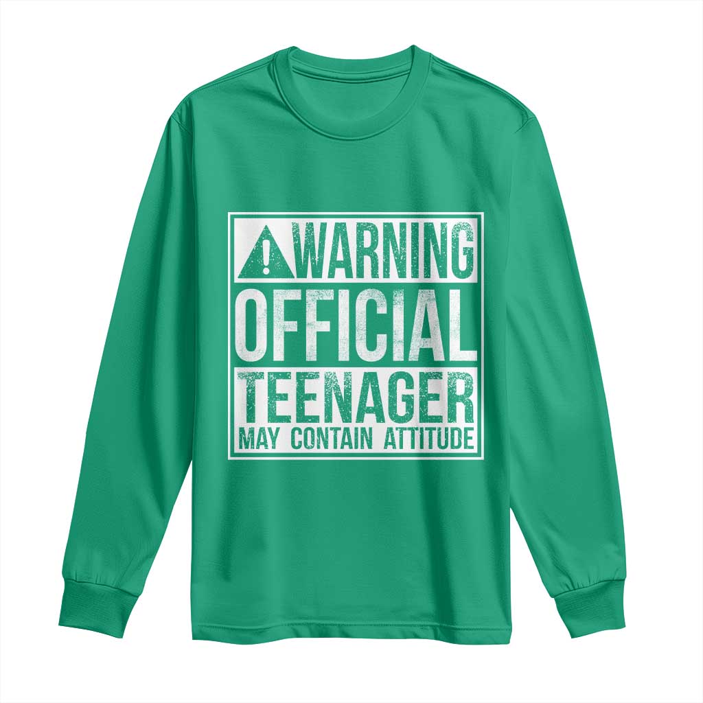 13th Birthday Long Sleeve Shirt Warning Official Teenager Boy 13yr