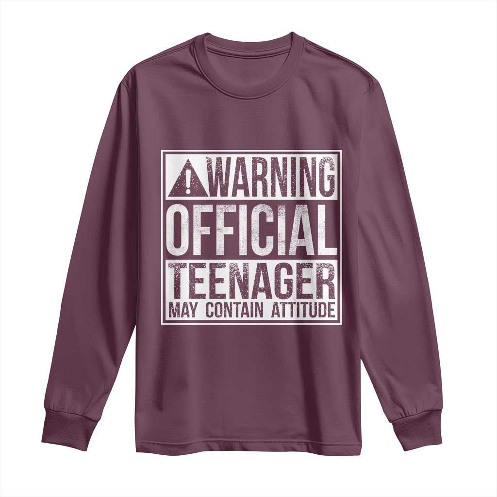 13th Birthday Long Sleeve Shirt Warning Official Teenager Boy 13yr