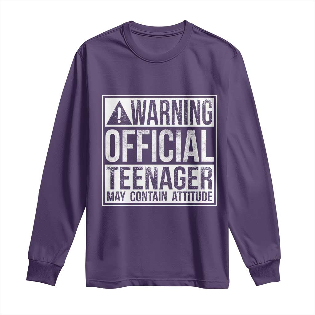 13th Birthday Long Sleeve Shirt Warning Official Teenager Boy 13yr