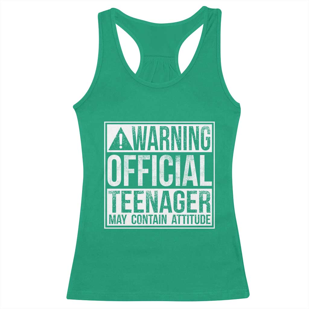 13th Birthday Racerback Tank Top Warning Official Teenager Boy 13yr