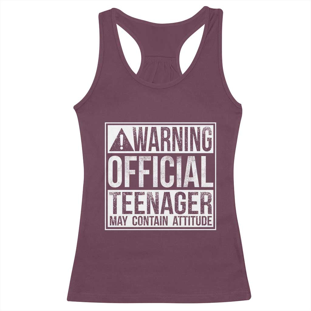 13th Birthday Racerback Tank Top Warning Official Teenager Boy 13yr