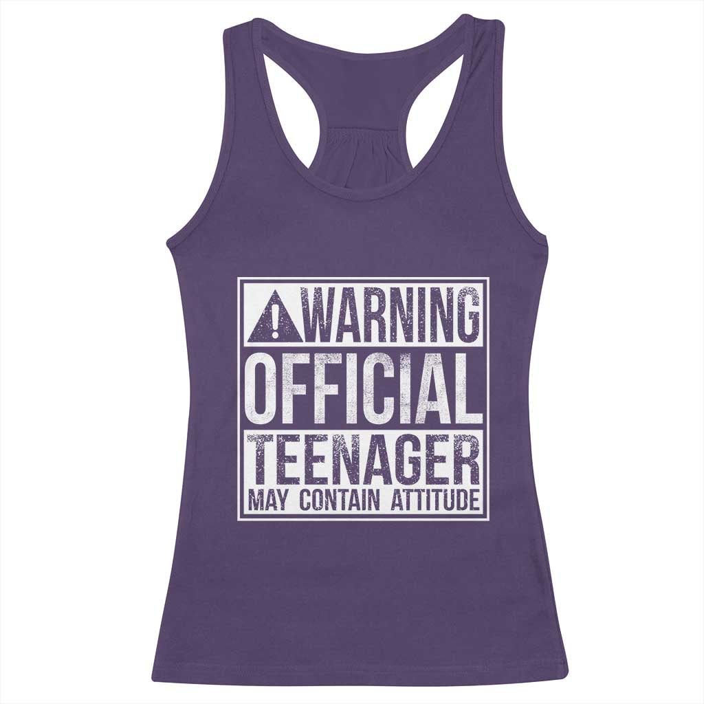 13th Birthday Racerback Tank Top Warning Official Teenager Boy 13yr