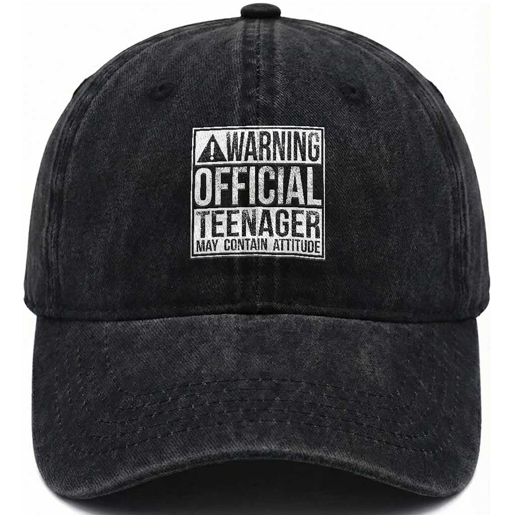 13th Birthday Washed Cotton Baseball Cap Warning Official Teenager Boy 13yr
