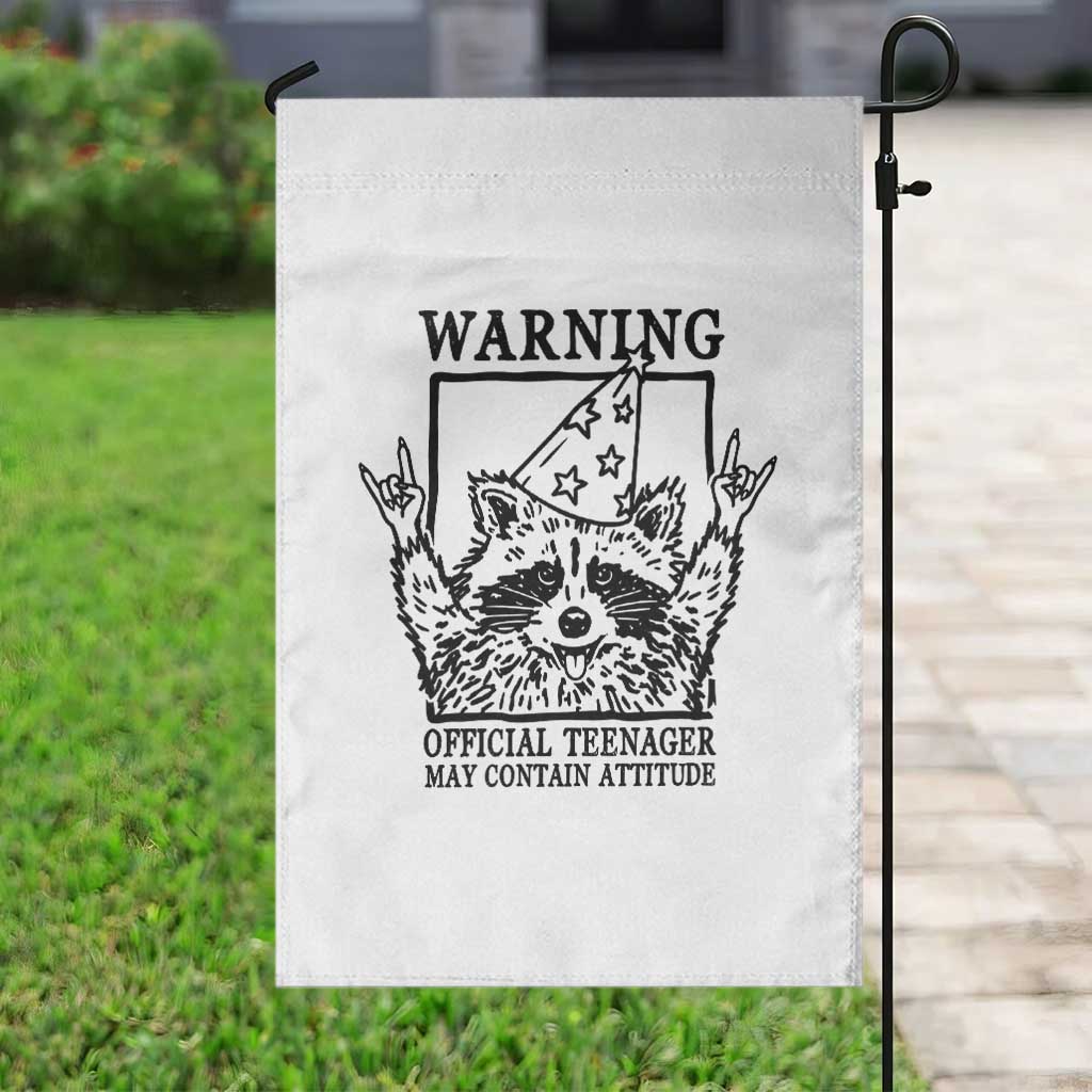 Vintage Raccoon 13th Birthday Garden Flag 13 Year Old Official Teenager Gifts