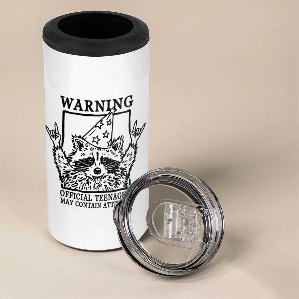 Vintage Raccoon 13th Birthday 4 in 1 Can Cooler Tumbler 13 Year Old Official Teenager Gifts