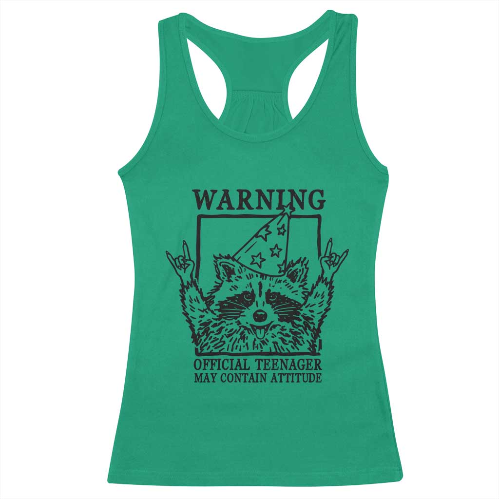 Vintage Raccoon 13th Birthday Racerback Tank Top 13 Year Old Official Teenager Gifts