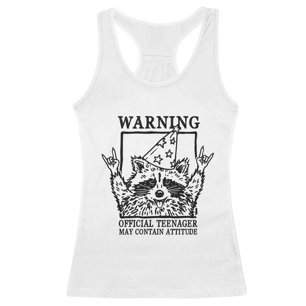 Vintage Raccoon 13th Birthday Racerback Tank Top 13 Year Old Official Teenager Gifts