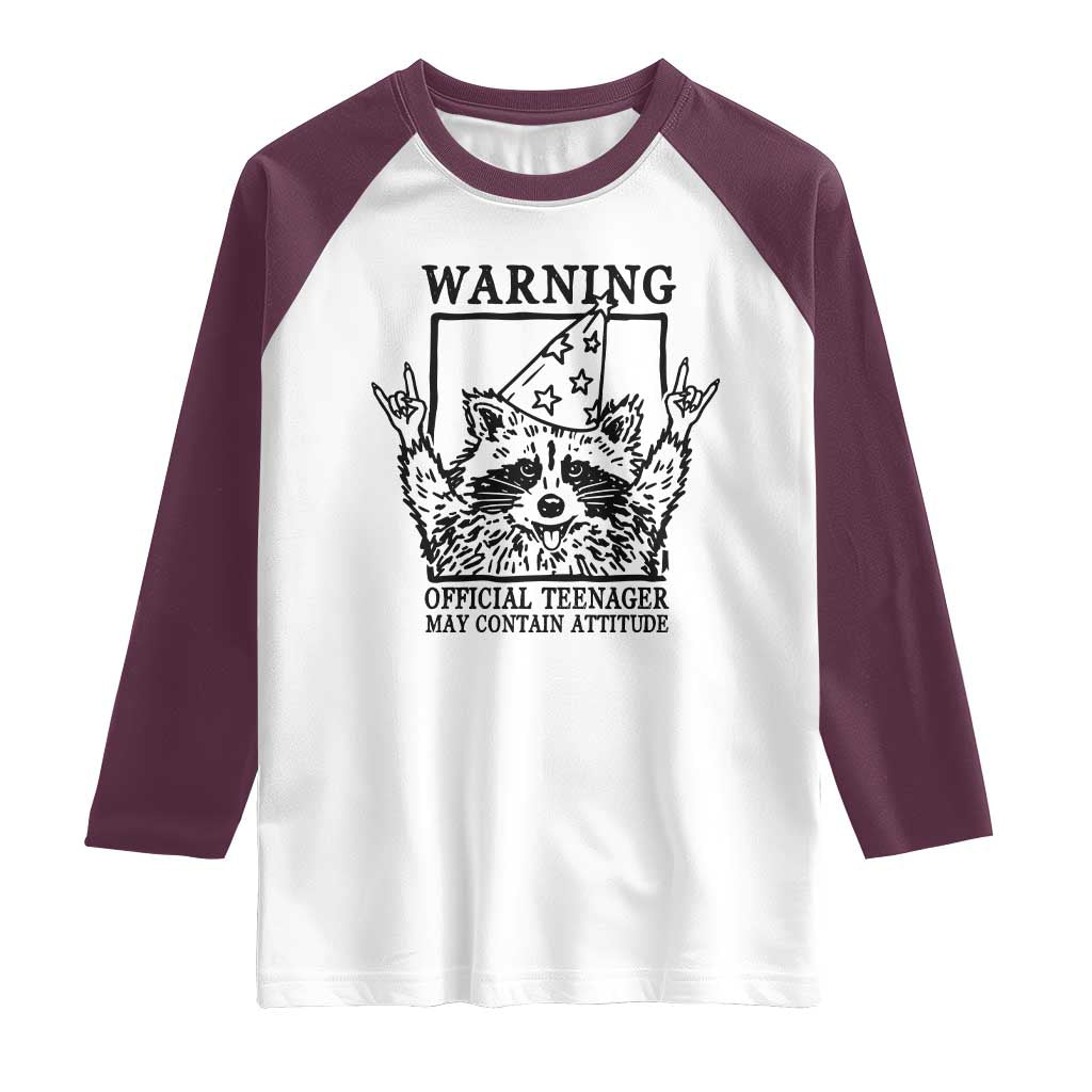 Vintage Raccoon 13th Birthday Raglan Shirt 13 Year Old Official Teenager Gifts