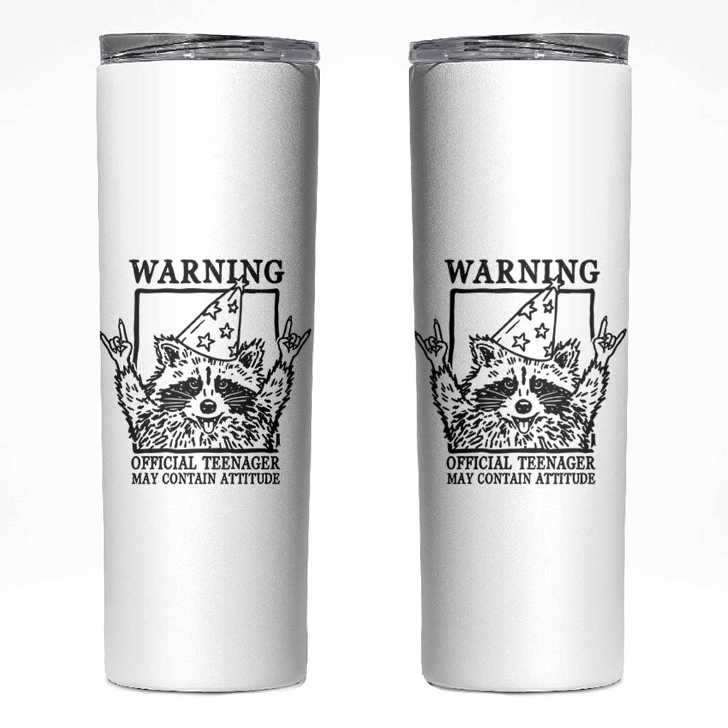 Vintage Raccoon 13th Birthday Skinny Tumbler 13 Year Old Official Teenager Gifts