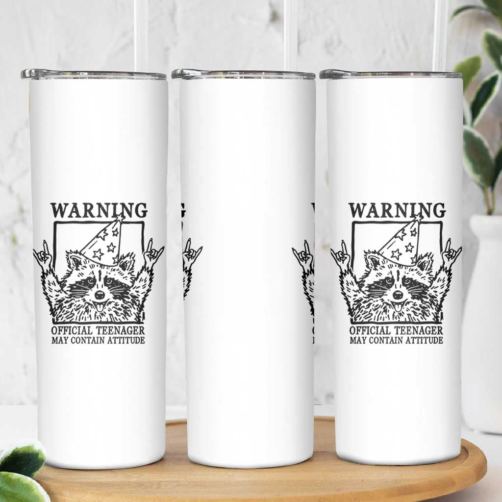 Vintage Raccoon 13th Birthday Skinny Tumbler 13 Year Old Official Teenager Gifts