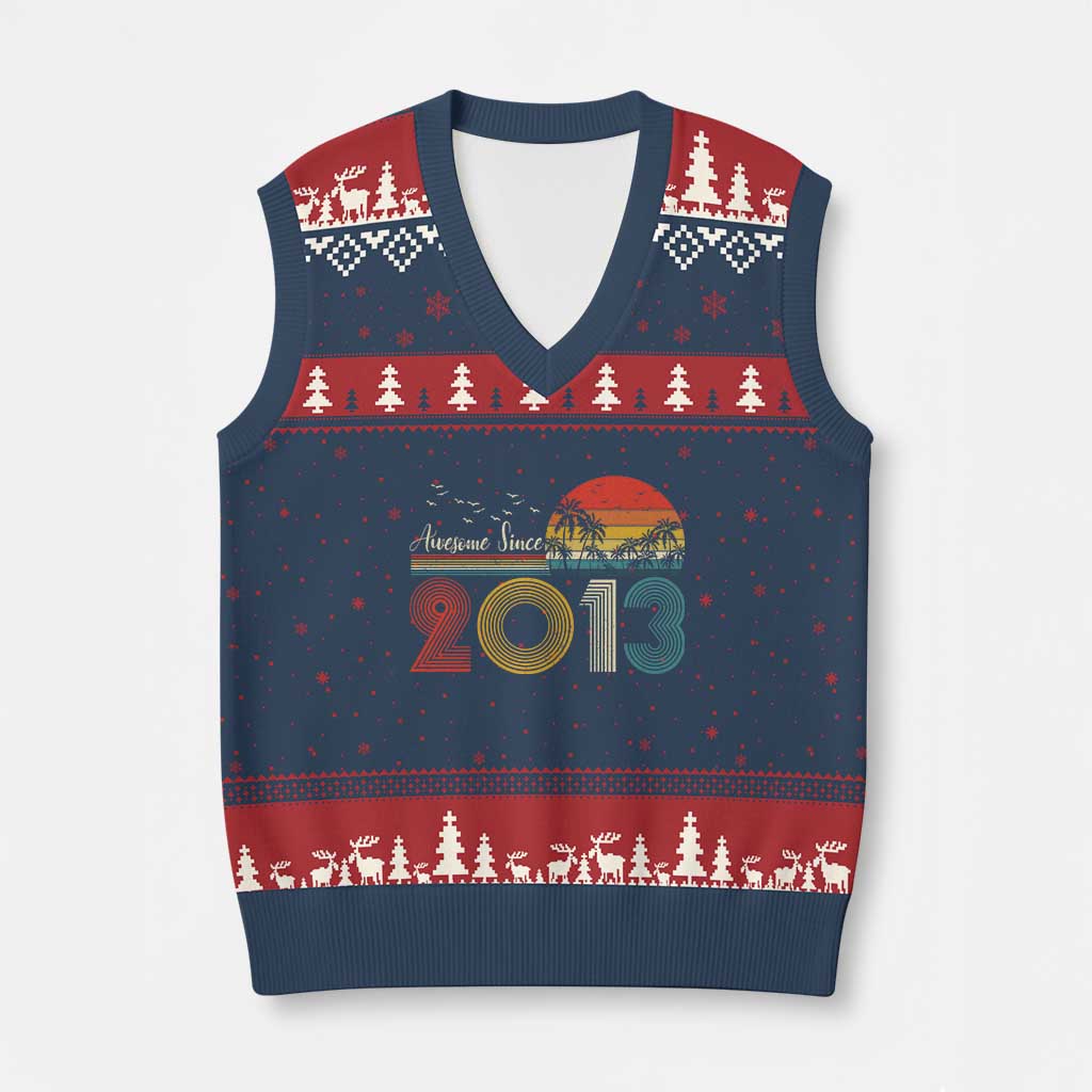 Awesome Since 2013 V-Neck Knit Sweater Vest 13th Birthday 13 Year Old Son Boy