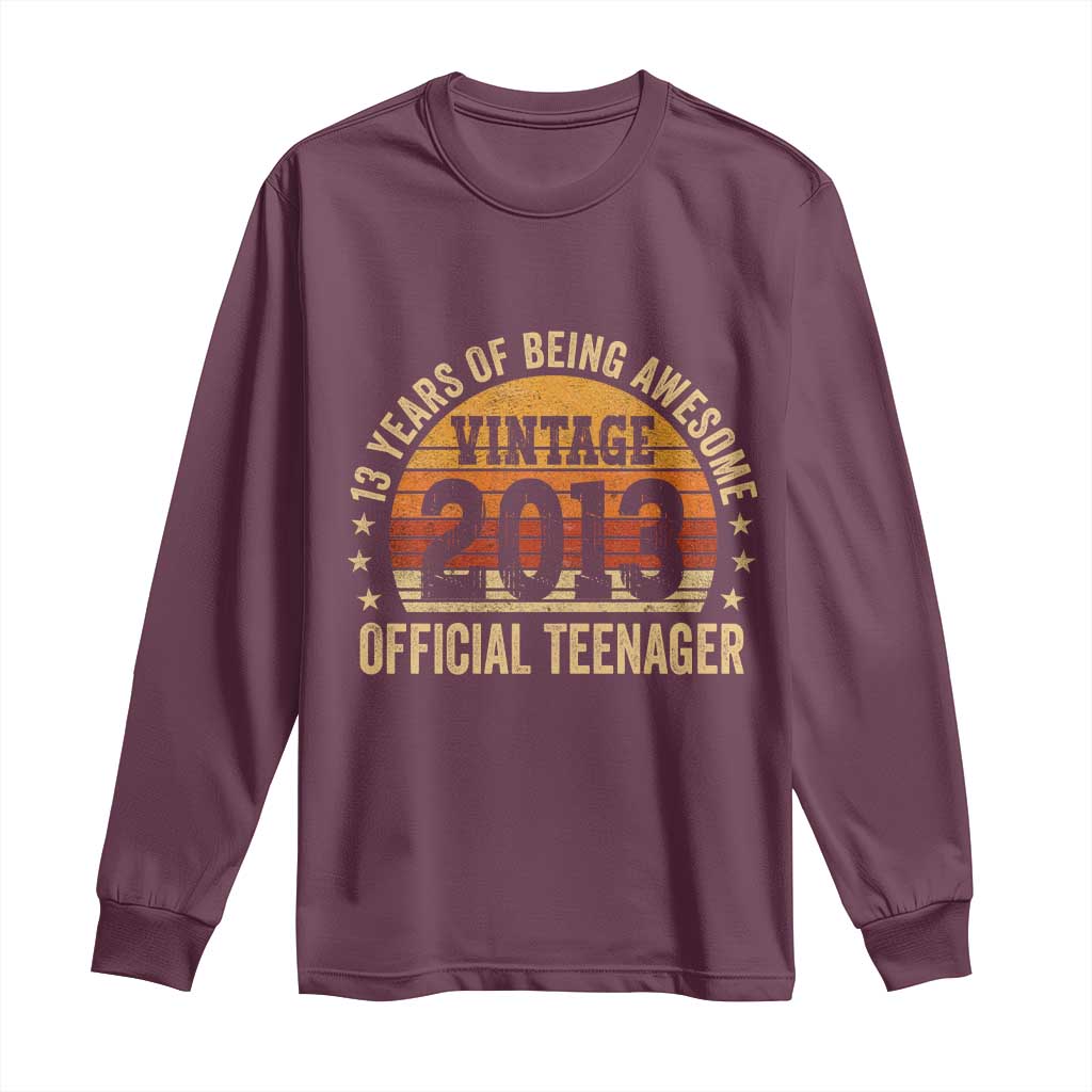 Vintage 2013 Official Teenager Long Sleeve Shirt 13 Year Old 13th Birthday