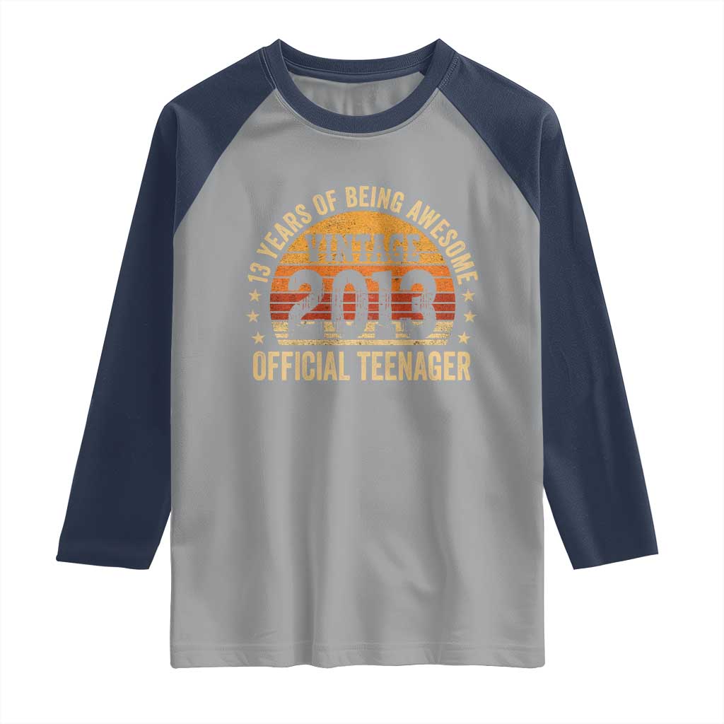 Vintage 2013 Official Teenager Raglan Shirt 13 Year Old 13th Birthday