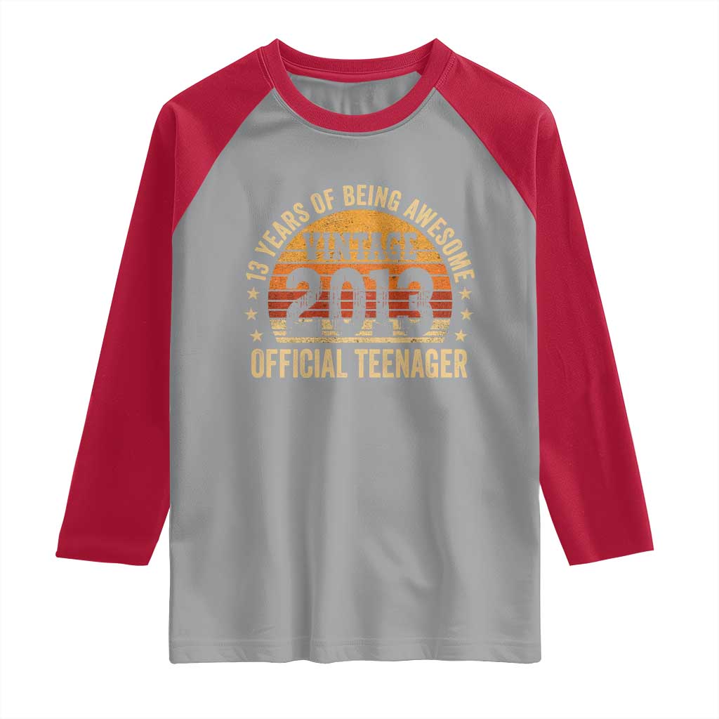 Vintage 2013 Official Teenager Raglan Shirt 13 Year Old 13th Birthday