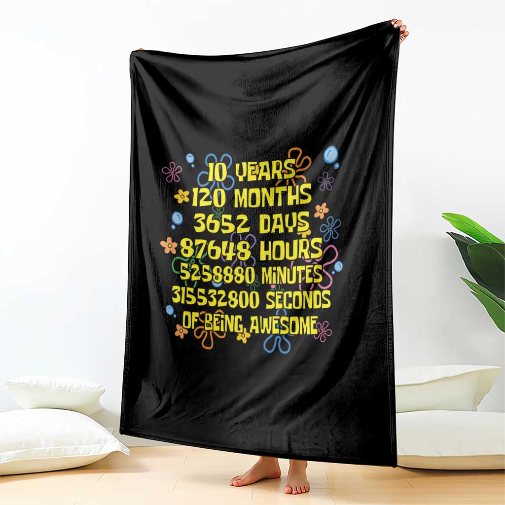 10th Birthday Gifts Throw Blanket Flowers 10 Years Of Being Awesome 10 Year Old Bday