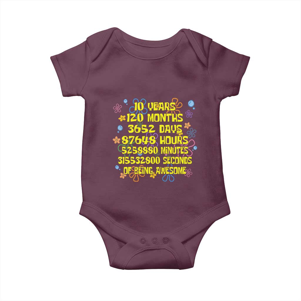 10th Birthday Gifts Baby Onesie Flowers 10 Years Of Being Awesome 10 Year Old Bday