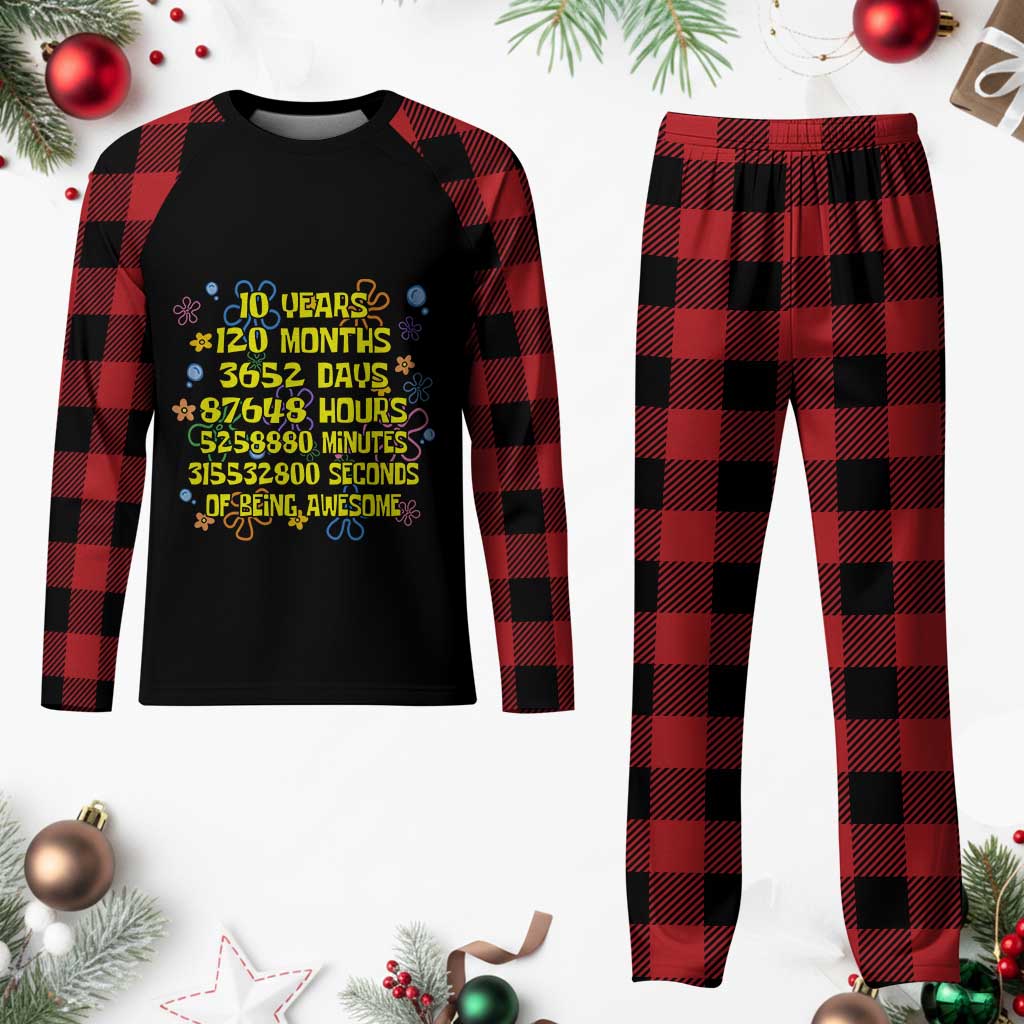 10th Birthday Gifts Plaid Pajama Set Flowers 10 Years Of Being Awesome 10 Year Old Bday