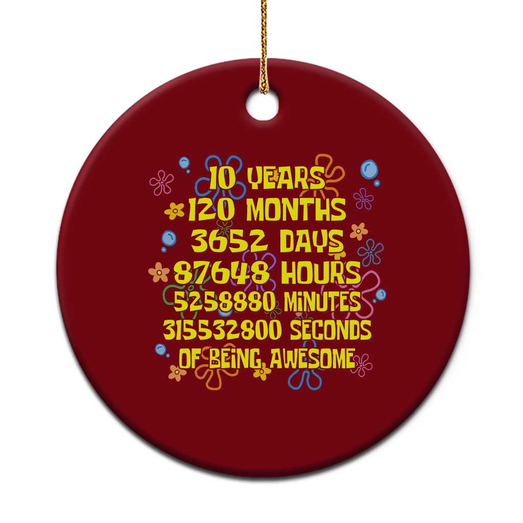 10th Birthday Gifts Ceramic Ornament Flowers 10 Years Of Being Awesome 10 Year Old Bday