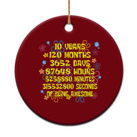 10th Birthday Gifts Ceramic Ornament Flowers 10 Years Of Being Awesome 10 Year Old Bday