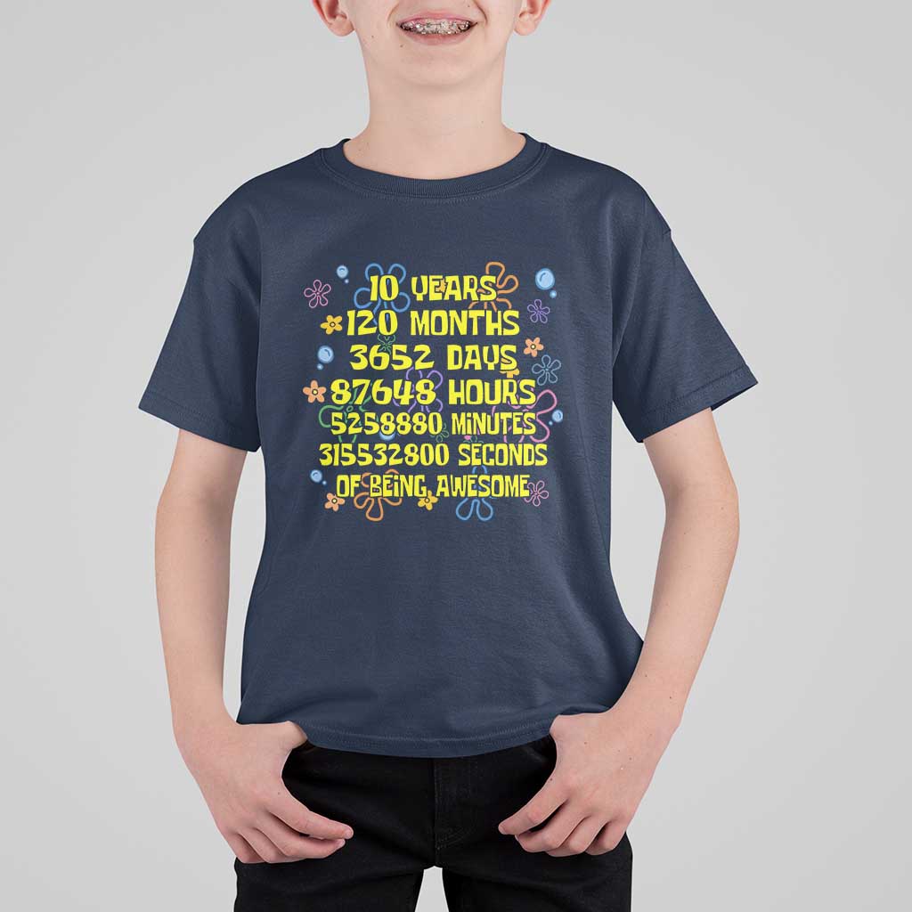10th Birthday Gifts T Shirt For Kid Flowers 10 Years Of Being Awesome 10 Year Old Bday