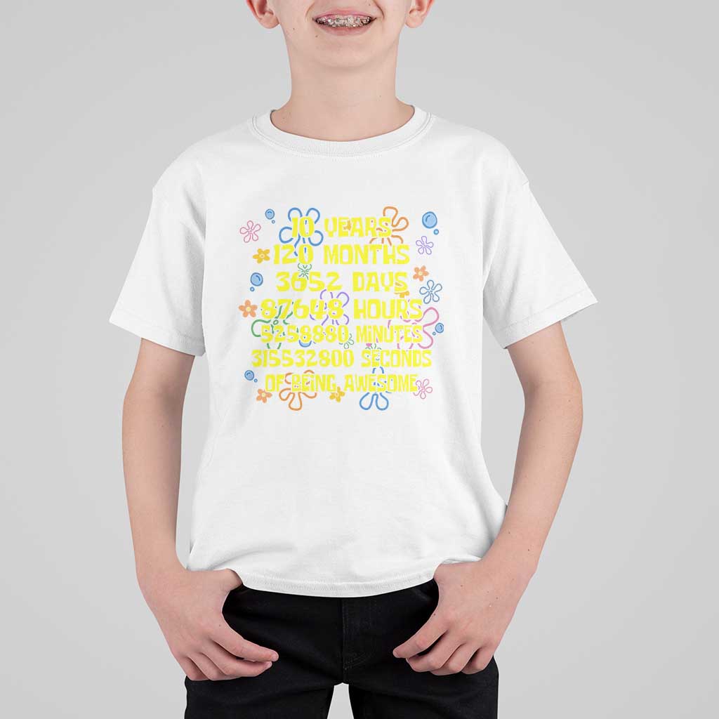 10th Birthday Gifts T Shirt For Kid Flowers 10 Years Of Being Awesome 10 Year Old Bday