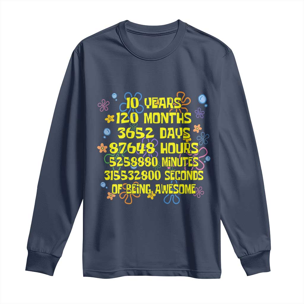 10th Birthday Gifts Long Sleeve Shirt Flowers 10 Years Of Being Awesome 10 Year Old Bday
